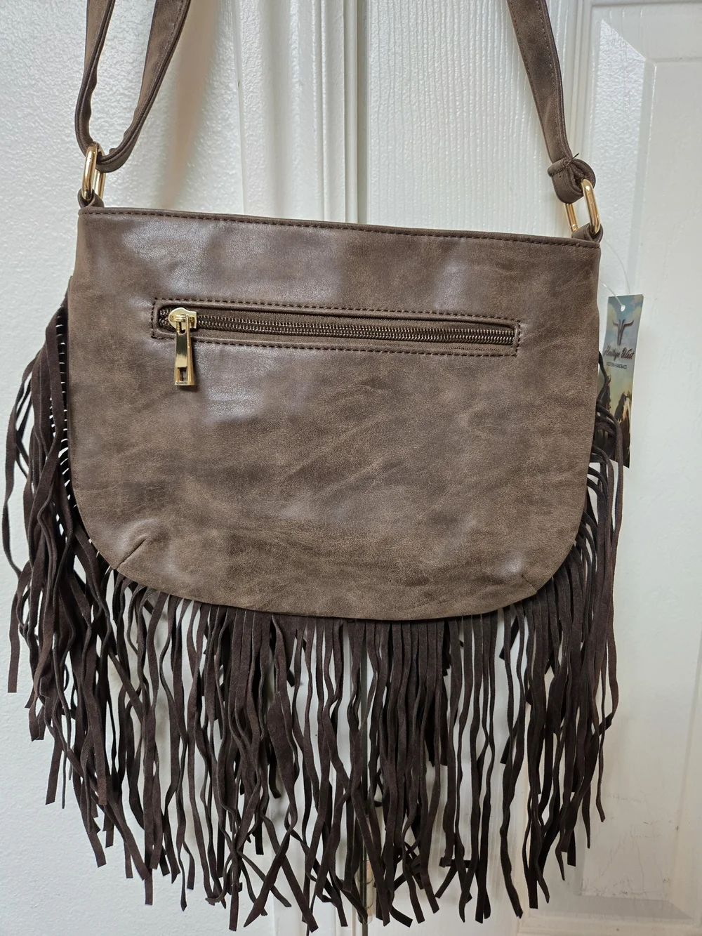 Women's Brown Fringe Shoulder Bag - Suede Style